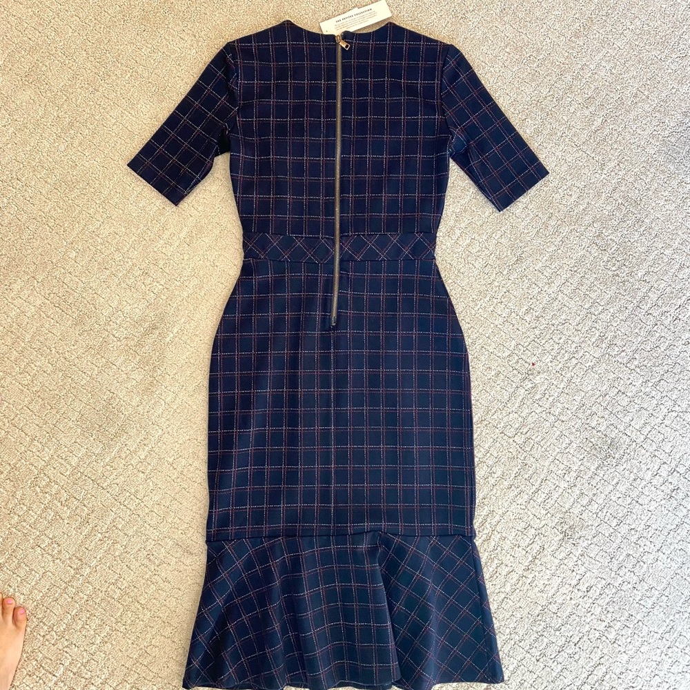 Banana Republic Women’s Sheath Dress 00 NWT - Navy Plaid half sleeve